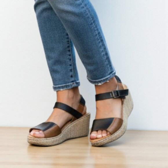 BØC | BØRN Concept Womens Nectar Wedge Sandals Brown Black Size 10 | 42 - Picture 1 of 15